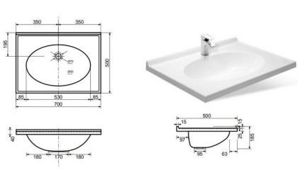 Раковина "Лилия" 700х500       