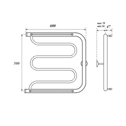 Полотенцесушитель водяной Point PN25556P 500x600 Фокстрот с полкой, хром Полотенцесушитель водяной Point PN25556P 500x600 Фокстрот с полкой, хром