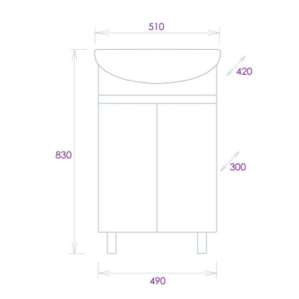 Тумба Onika Милтон 50 напольная, белая (ум. Уют 50)