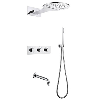 Душевая система ABBER Wasser Kreis AF8150 скрытого монтажа с изливом, термостат, хром Душевая система ABBER Wasser Kreis AF8150 скрытого монтажа с изливом, термостат, хром