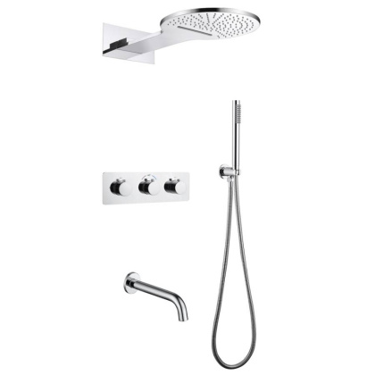 Душевая система ABBER Wasser Kreis AF8150 скрытого монтажа с изливом, термостат, хром Душевая система ABBER Wasser Kreis AF8150 скрытого монтажа с изливом, термостат, хром