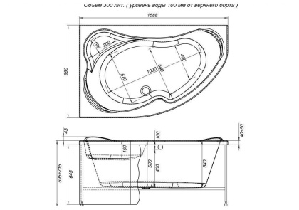 Акриловая ванна Aquanet Capri 160x100 L