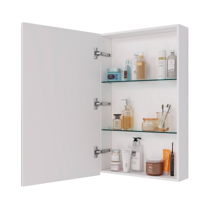 Шкаф зеркальный Lemark UNIVERSAL 50х80см 1 дверный, петли слева, цвет корпуса: Белый глянец