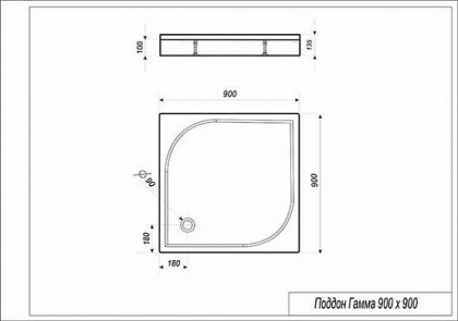 Душевой поддон Эстет ГАММА 90 х 90, ФР-00000758, из искусственного камня