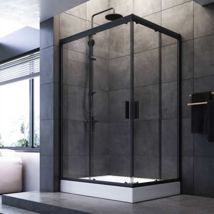 W90G-404-120290-BT Gem Twin Slide 120x90. Душевое ограждение,120x90, профиль Черный мат., стекло про