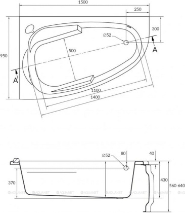 Ванна асимметричная JOANNA 150x95 левая Ванна асимметричная JOANNA 150x95 левая
