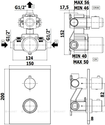 Смеситель для душа Paffoni Light LIQ513CR (с внутренней частью)