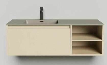 Подвесная тумба Domino 1200, эмаль, с открытой полкой, под встраиваемую раковину