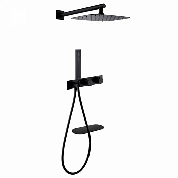 Душевая система ABBER Rund AF8750B скрытого монтажа с изливом, термостат, черная матовая Душевая система ABBER Rund AF8750B скрытого монтажа с изливом, термостат, черная матовая