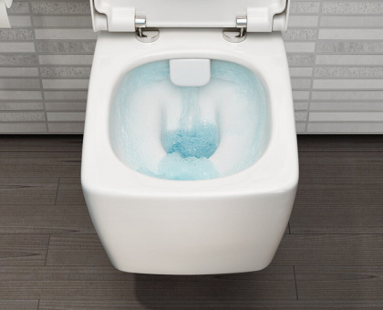 Подвесной безободковый унитаз Metropole Rim-Ex, с емкостью для чистящей жидкости Подвесной безободковый унитаз Metropole Rim-Ex, с емкостью для чистящей жидкости