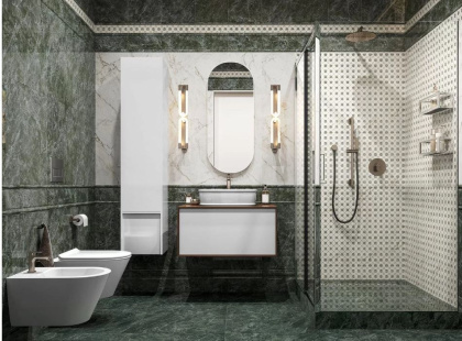 Бордюр Серенада зелёный глянцевый обрезной 30x5x1,9