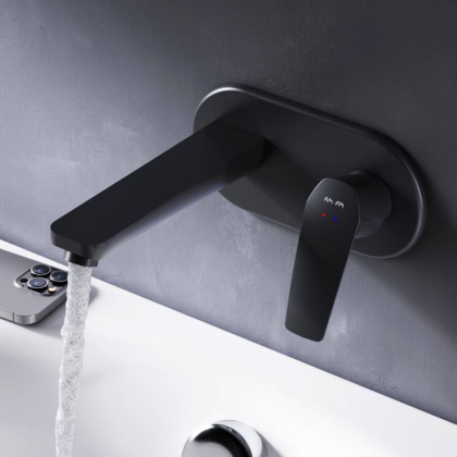 F90A72222 Gem, Смеситель д/умывальника, монтируемый в стену, чёрный, шт.