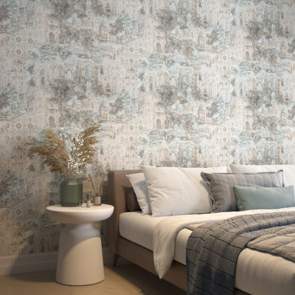 Обои виниловые Впечатление мотив, голубой