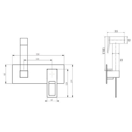 Гигиеническая лейка Q со смесителем BlackUW