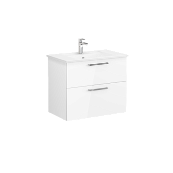 Модуль Root 80 см с квадратной раковиной, 2 ящика, глянцевый белый