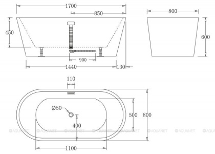 Акриловая ванна BELBAGNO BB71-1700-NERO, 1700x800x600 Акриловая ванна BELBAGNO BB71-1700-NERO, 1700x800x600