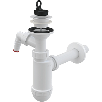 Сифон для умывальника DN32 со штуцером и пластмассовой peшeткой DN63 Сифон для умывальника DN32 со штуцером и пластмассовой peшeткой DN63
