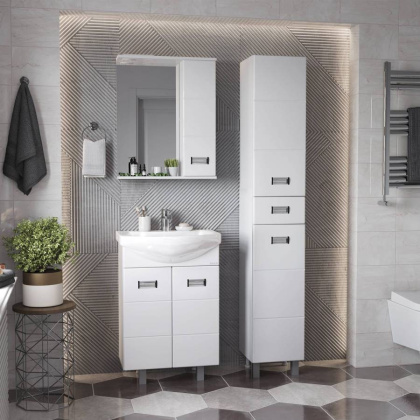 Шкаф-зеркало Onika Балтика 58 белый, правый, с подсветкой