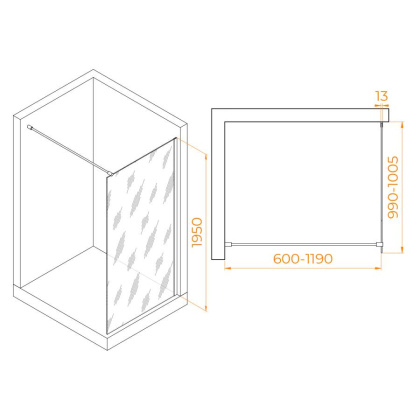 Душевая перегородка RGW WA-010W, RGW 351001010-15