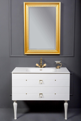 Тумба Piazza 80 белая + Золото_Комплект 841-080-WG Boheme