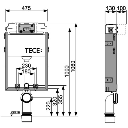 Застенный модуль TECEbox со смывным бачком Uni, высота 1 060 мм Застенный модуль TECEbox со смывным бачком Uni, высота 1 060 мм