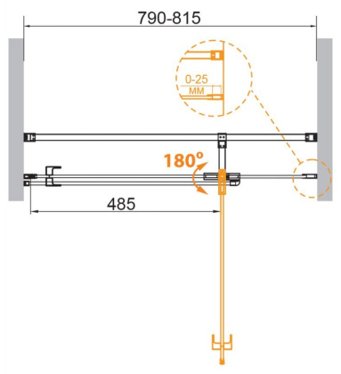 VALVOLA-B-1-90-C-Cr Душевая дверь