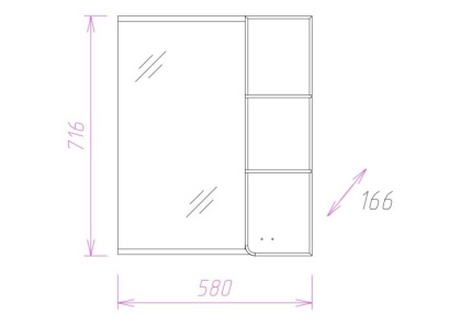 Шкаф-зеркало Onika Стиль 58 белый/ясень шимо, правый, с подсветкой Шкаф-зеркало Onika Стиль 58 белый/ясень шимо, правый, с подсветкой