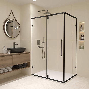 Душевой уголок  90* 70*185 RGW CL-46-B Прямоуг./Чёрный/Прозрачное/6 мм