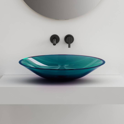 Раковина накладная прозрачная ABBER Kristall AT2812Aquamarin бирюзовая Раковина накладная прозрачная ABBER Kristall AT2812Aquamarin бирюзовая