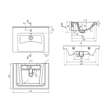 Раковина керамическая "Гармония-65" Раковина керамическая "Гармония-65"