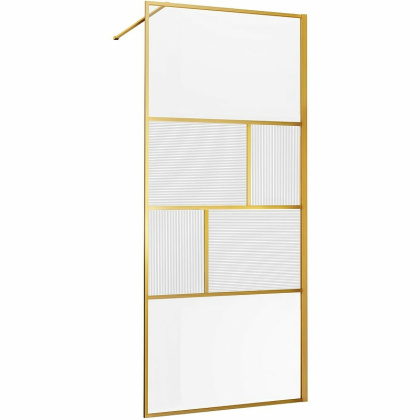 Душевая перегородка Walk-In VSW-1HC800CFBG, 800*2000, браш. золото, стекло прозрачное/рифленое