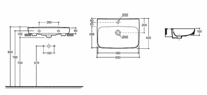 Умывальник мебельный керам. LAPARET Accord 60см белый с1 Умывальник мебельный керам. LAPARET Accord 60см белый с1