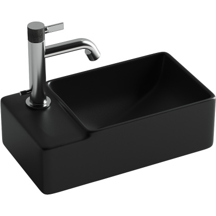 Умывальник подвесной прямоугольный (чаша справа, отверстие под смеситель слева) цвет черный матовый Element 395*220*125мм