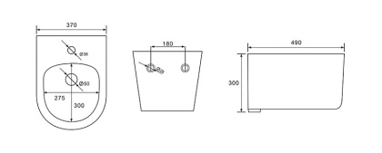 Биде подвесное AQUATEK МИЯ AQ1004-00, 490*370*300 мм, цвет белый