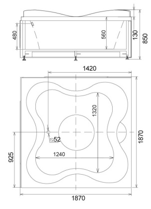 Акриловая ванна Gemy 187х187 G9089 K R Акриловая ванна Gemy 187х187 G9089 K R