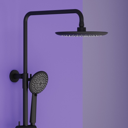 Душевая стойка SANCOS Game для душа/ванны с термостатическим смесителем, цвет черный матовый, арт. SC3001MB Душевая стойка SANCOS Game для душа/ванны с термостатическим смесителем, цвет черный матовый, арт. SC3001MB