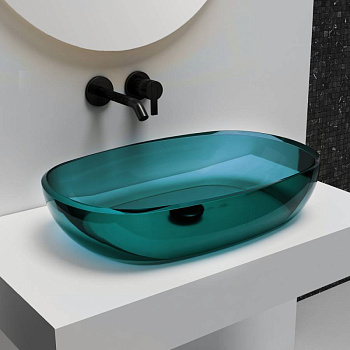 Раковина накладная прозрачная ABBER Kristall AT2805Aquamarin бирюзовая Раковина накладная прозрачная ABBER Kristall AT2805Aquamarin бирюзовая