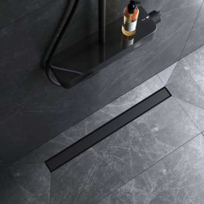 W01SC-U11-080-04BM MasterFlow Трап для душа линейный универс затвор Tile 80см цвет черн мат W01SC-U11-080-04BM MasterFlow Трап для душа линейный универс затвор Tile 80см цвет черн мат