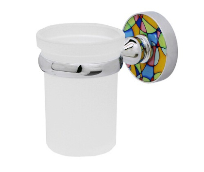 Подстаканник одинарный Diemel, 7х10х11,1 см, хром и белый, K-2228