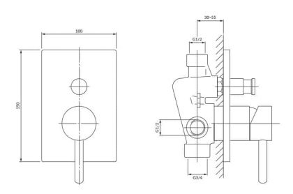 Смеситель для душа скрытого монтажа OMNIRES Y Y1235_KCR (хром)