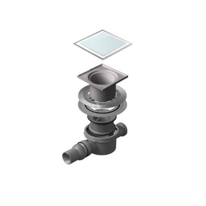 13000094 Точечный трап 150х150 мм Confluo Standard White Glass 2,белое стекло, с рамкой Исполнение: Хром  13000094 Точечный трап 150х150 мм Confluo Standard White Glass 2,белое стекло, с рамкой Исполнение: Хром