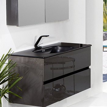 Тумба без раковины Vallessi 80*46cm АНТРАЦИТ глянец 2 полки 837-080-A glossy Boheme
