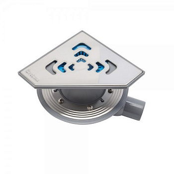 13000013 Угловой трап 194х194 мм Confluo Standard Angle, металл с перфорацией Square (квадрат) Исполнение: Хром 