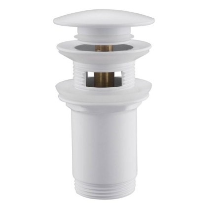 Донный клапан ABBER AF0010W с переливом, клик-клак, белый Донный клапан ABBER AF0010W с переливом, клик-клак, белый