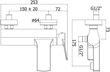 Смеситель для ванны с душем Paffoni Tilt TI022ST Смеситель для ванны с душем Paffoni Tilt TI022ST