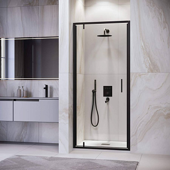 Душевая дверь  80*195 RGW LE-102-B Чёрный/Прозрачное/6 мм