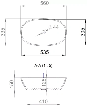 Раковина Salini S-Sense Callista 56 см 1101106GRH, глянцевая Раковина Salini S-Sense Callista 56 см 1101106GRH, глянцевая