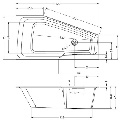 Акриловая ванна Riho Rething Space 170x90 L Акриловая ванна Riho Rething Space 170x90 L