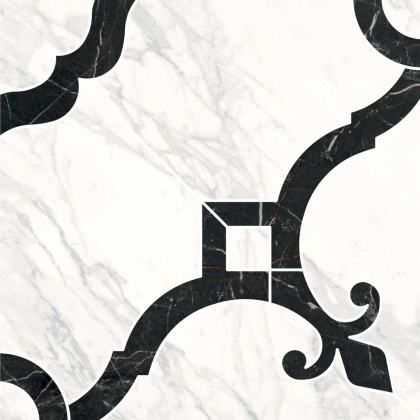 Декор Фрагонар наборный белый 1/4 розона 30x30x0,9