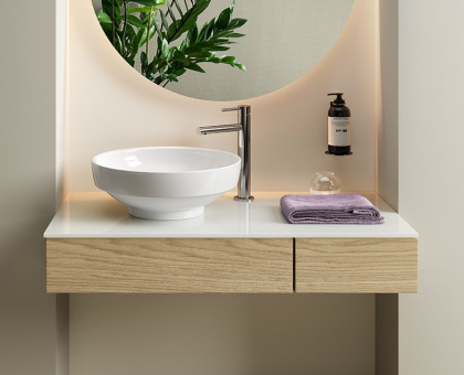 Модуль 120 см под раковину с выдвижным ящиком, правосторонний, дуб